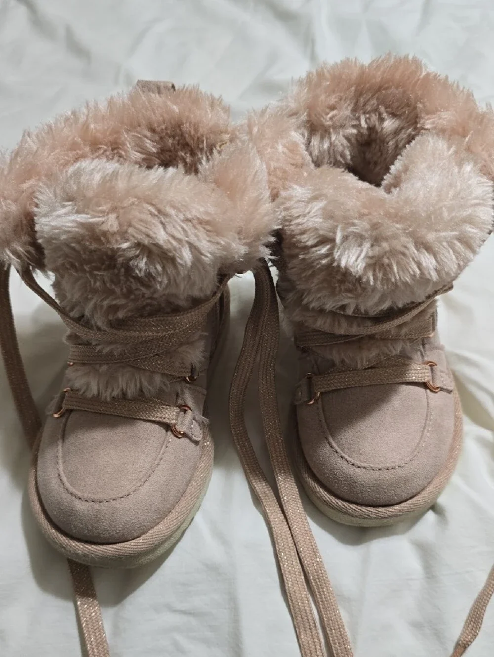GAP Pink Faux-Fur Suede Baby Walker Boots
